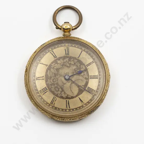 18ct Cased Open Faced Key Wind Pocket Watch