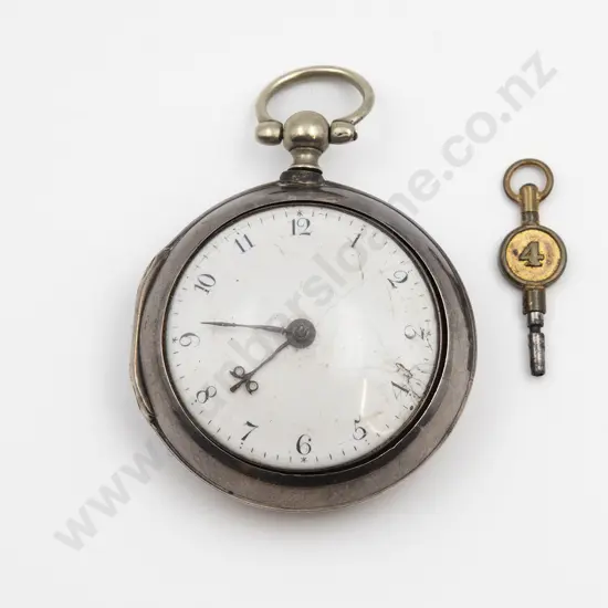 S/S Pair Cased Open Face Key Wind Pocket Watch