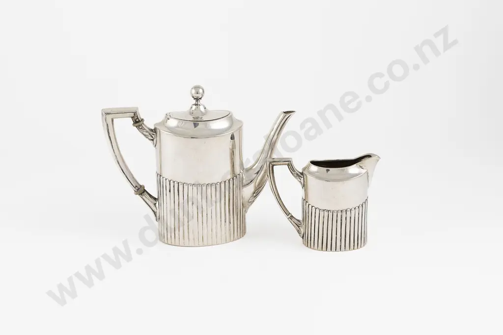 Gebruder Friedlaender Germany .800 Silver Coffee Pot & Cream Jug Image 1++