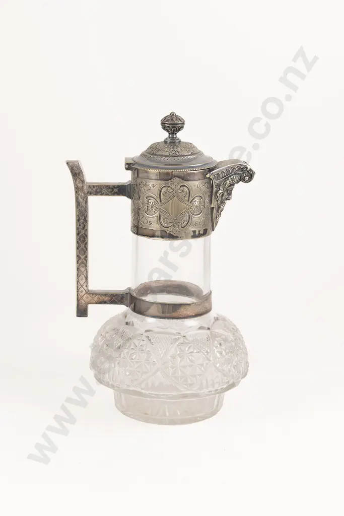 Cut Crystal S/P Claret Jug By Hukin & Heath Image 1++