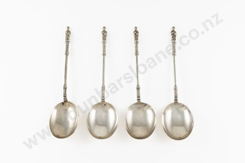 Set Of 4 Geo V S/S Apostle Top Table/Serving Spoons By Walker & Hall Image 1++