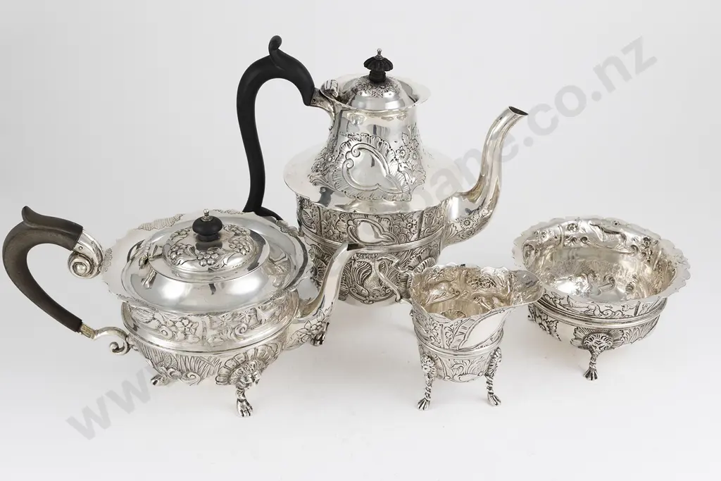 Vict/Edw Composed S/S 4 Piece Tea & Coffee Service Image 1++