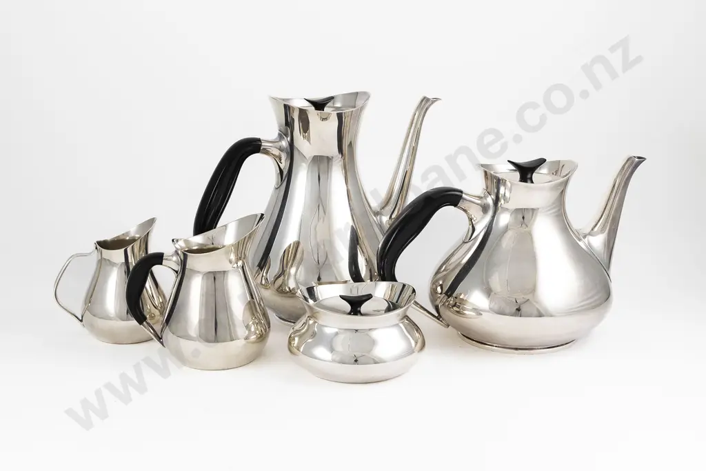 Hans Bunde For Cohr Denmark 1960s 6 Piece S/P Tea & Coffee Service Image 1++