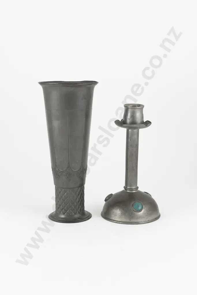 Arts & Crafts Archibald Knox Style Pewter Candlestick Image 1++