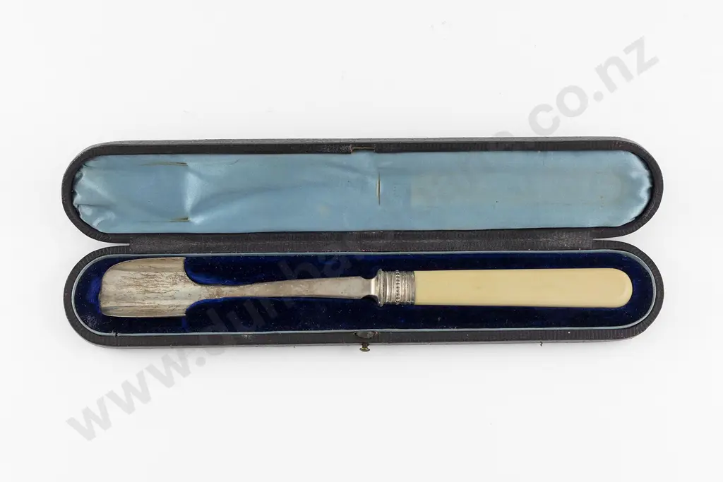 Cased Vict S/S Ivory Handled Cheese Scoop Image 1++