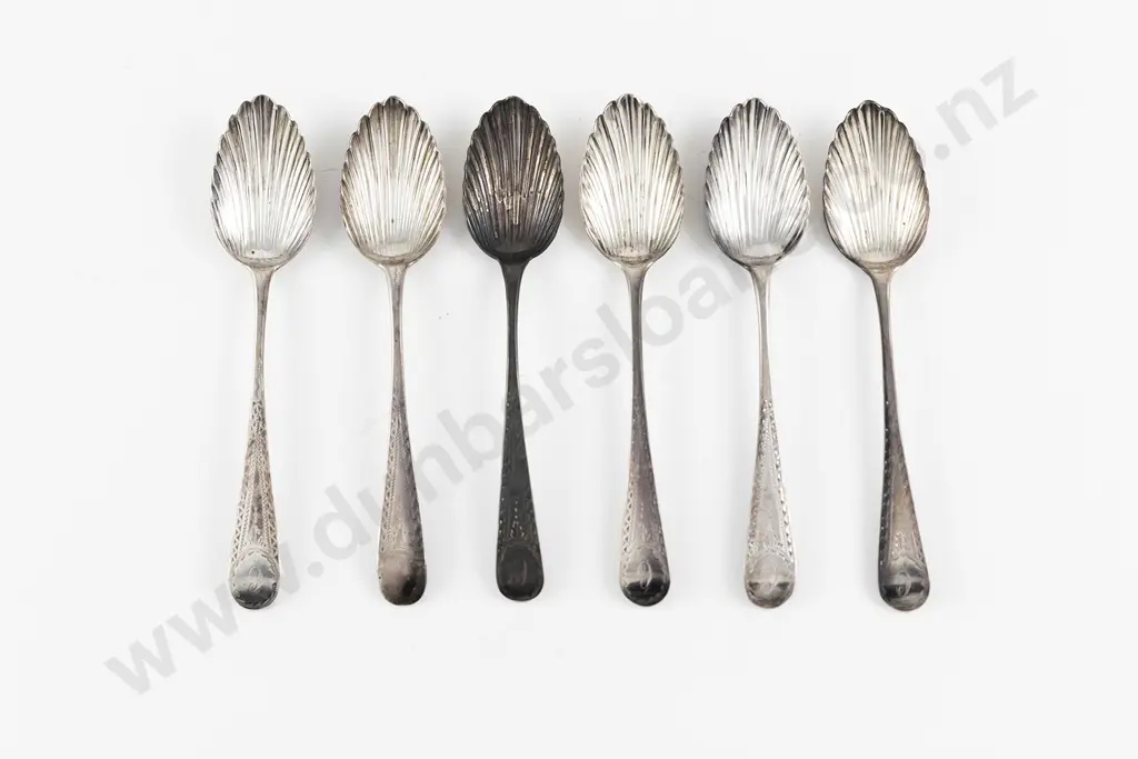 Composed Set Of Six Georgian S/S Teaspoons Image 1++
