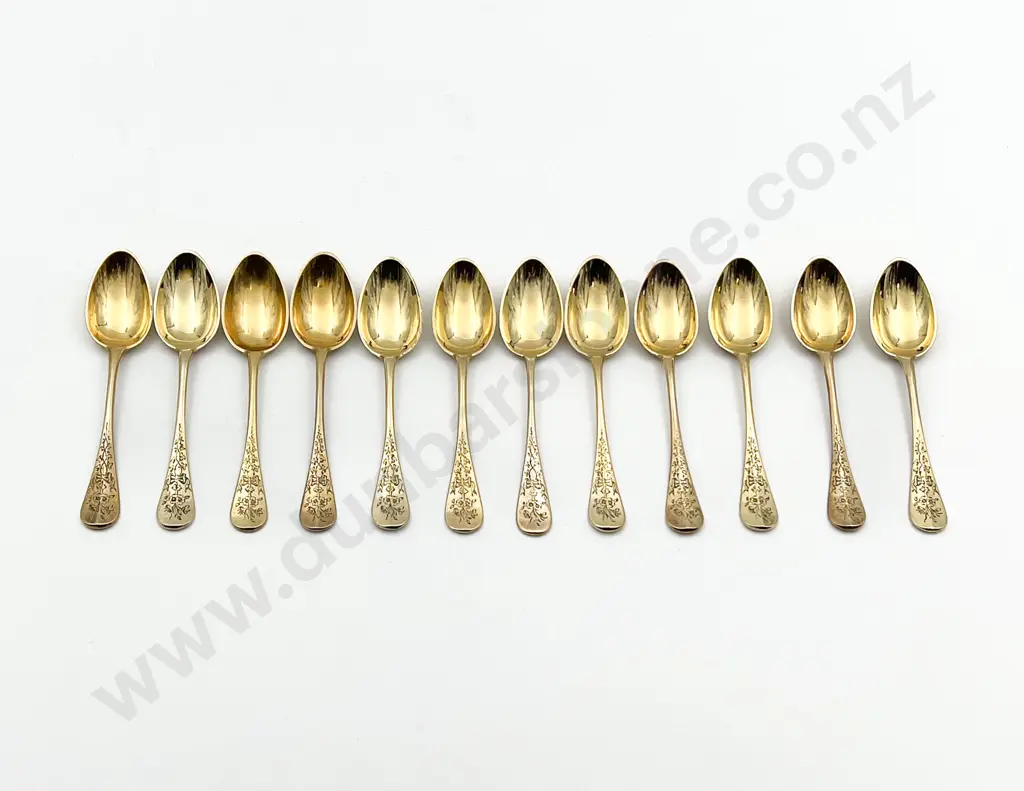 Set Of 12 European Gilt Coffee Spoons Image 1++