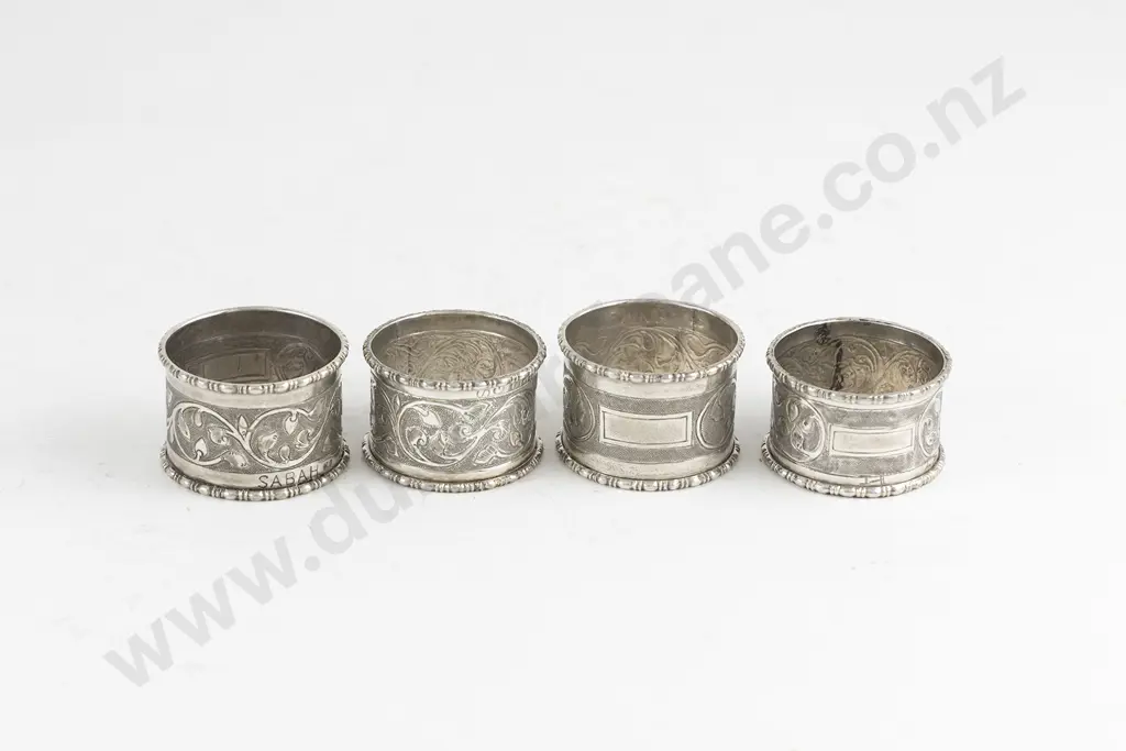 Set Of 4 Malaysian Silver Napkin Rings Image 1++