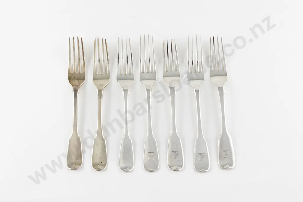 Composed Set Of 7 C19th S/S Dessert Forks Image 1++