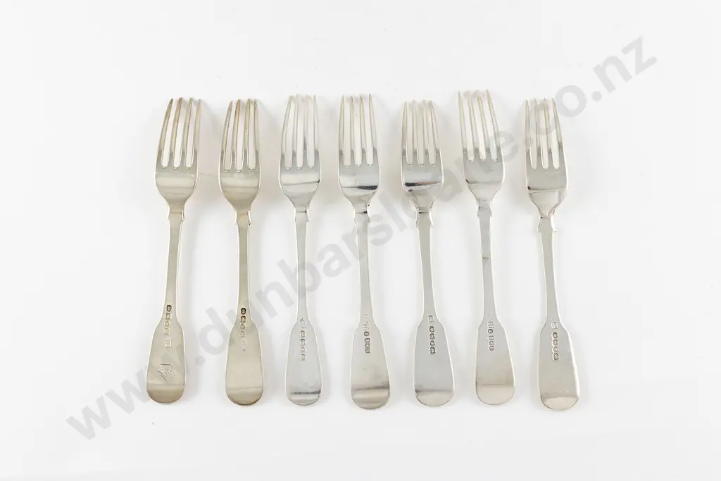 Composed Set Of 7 C19th S/S Dessert Forks Image 1++