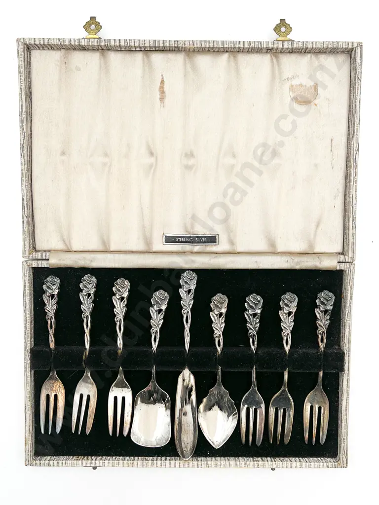Cased Set 6 S/S Cake Forks With 2 Matching Jam Spoons & Butter Knife Image 1++