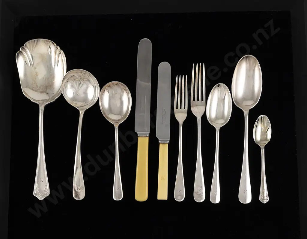 Late Vict Oak Canteen Of S/P Cutlery Image 1++