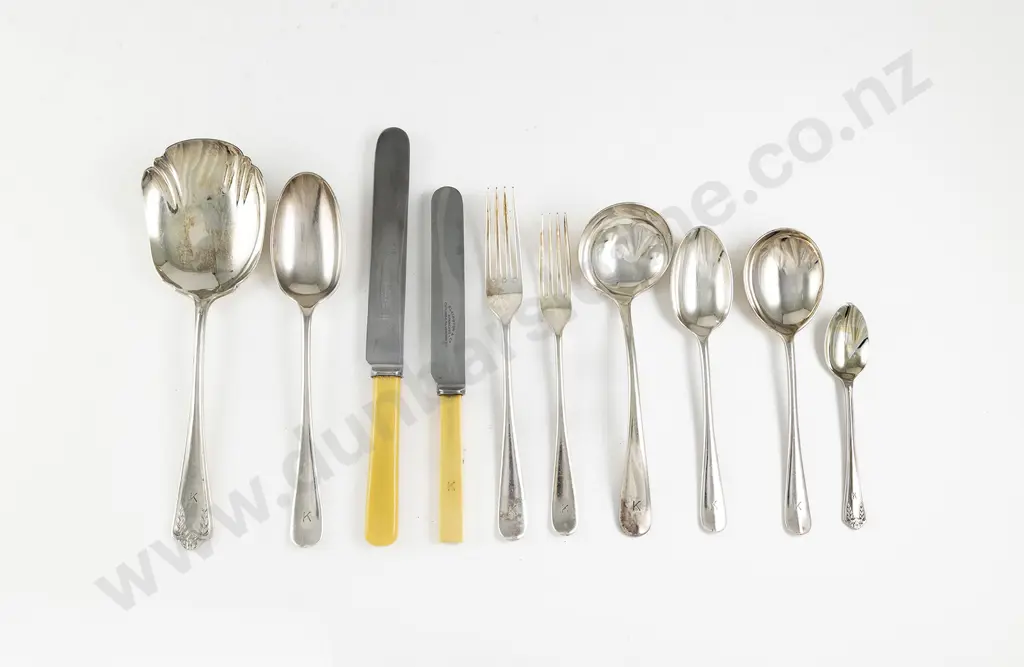 Late Vict Oak Canteen Of S/P Cutlery Image 1++