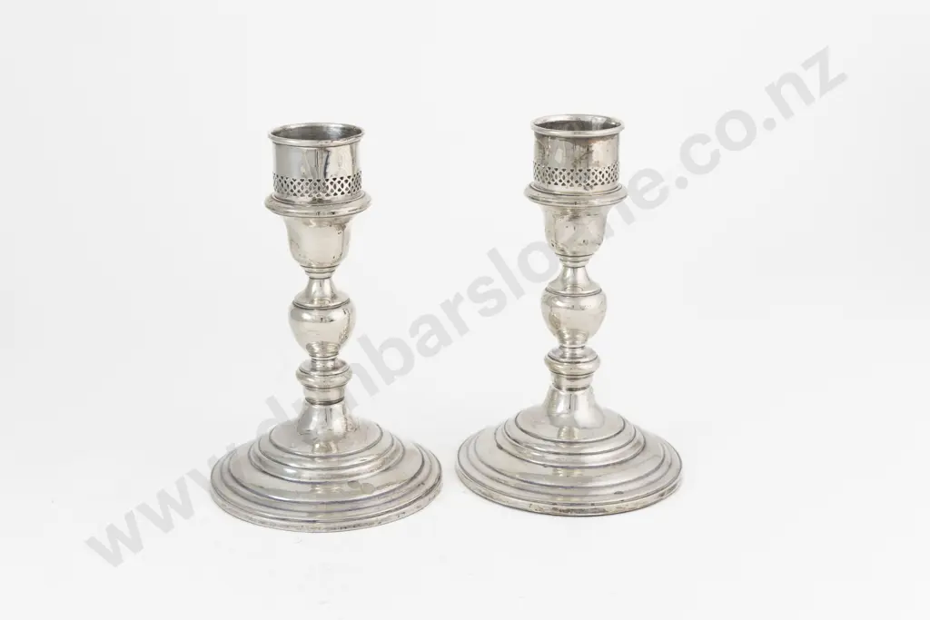 Pair Of Continental S/S Table Candlesticks Image 1++