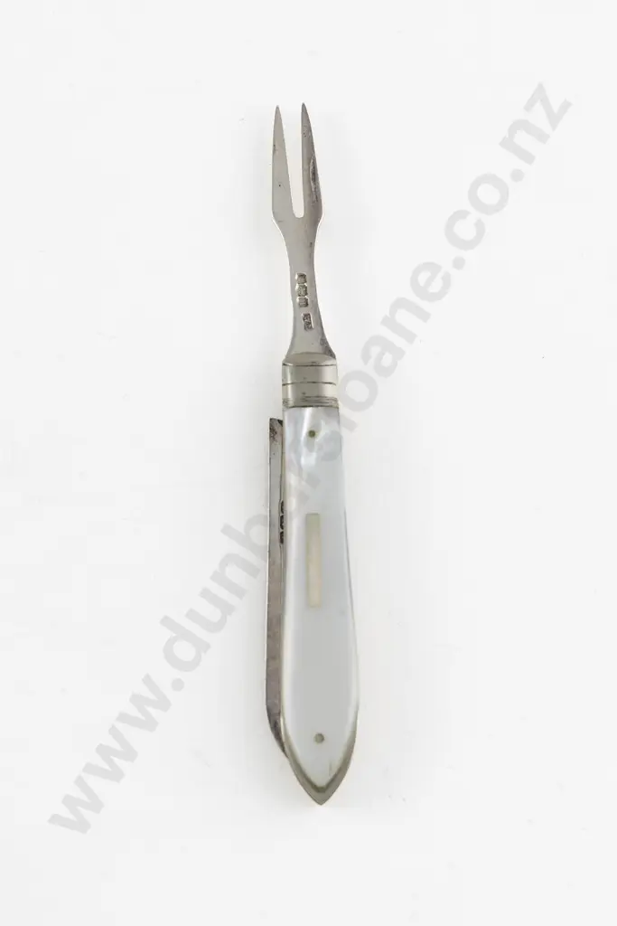Rare Edw VII S/S Bladed MOP Handled Fruit Knife With Fork Image 1++