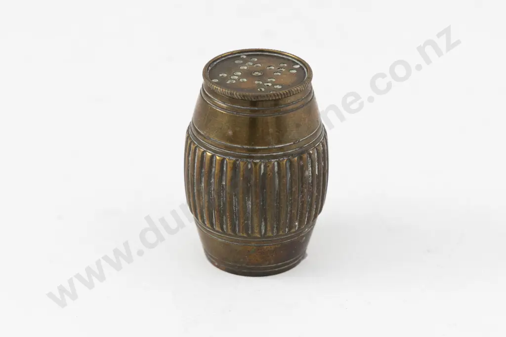 An Unusual C19th Bronze Barrel Form Pounce Pot Image 1++