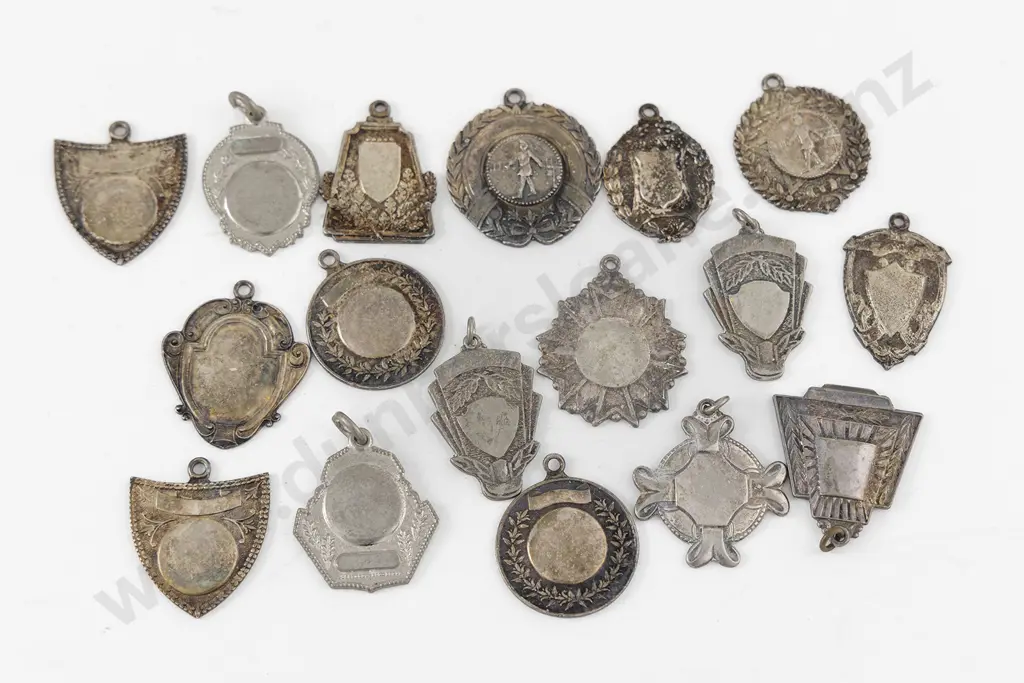 Group Of 17 Small Vintage S/P Prize Medals Image 1++