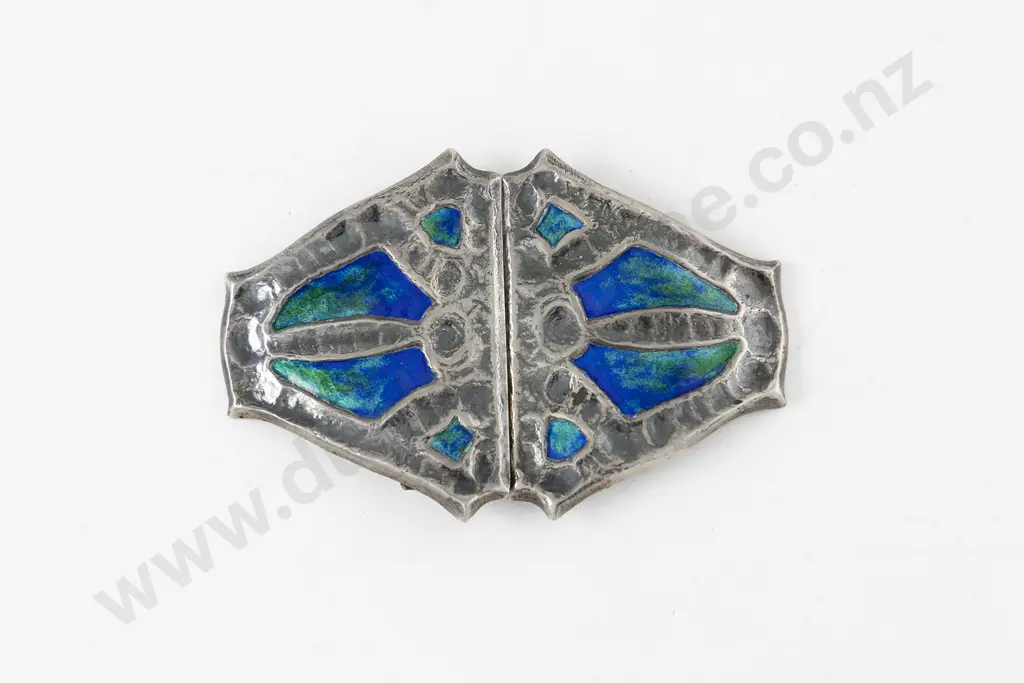 Liberty & Co Arts & Crafts S/S & Enamel Belt Buckle Image 1++