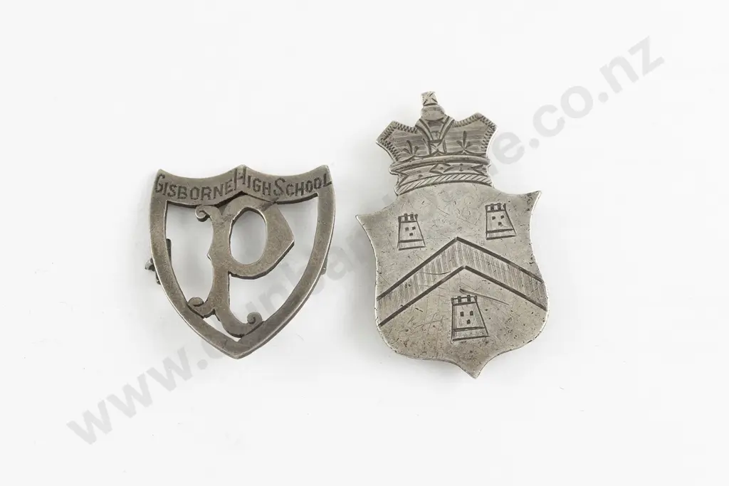 Two NZ Silver School Badges Image 1++