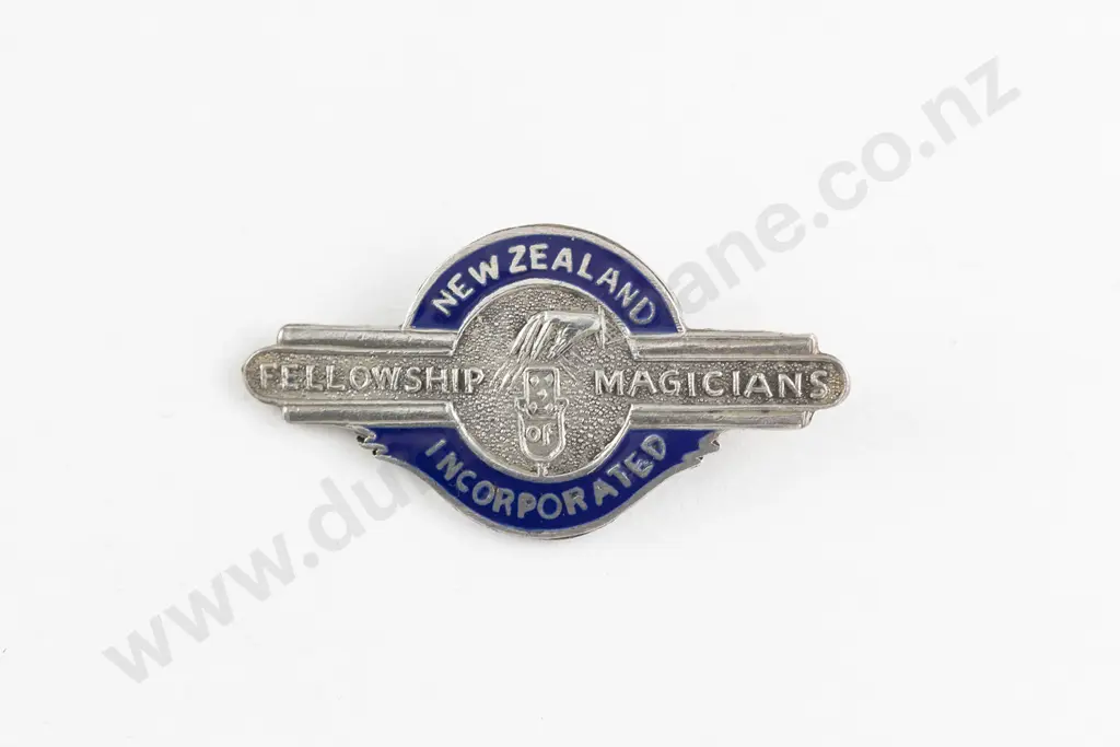 NZ Silver and Enamel NZ Fellowship Magicians Incorporated Brooch Image 1++