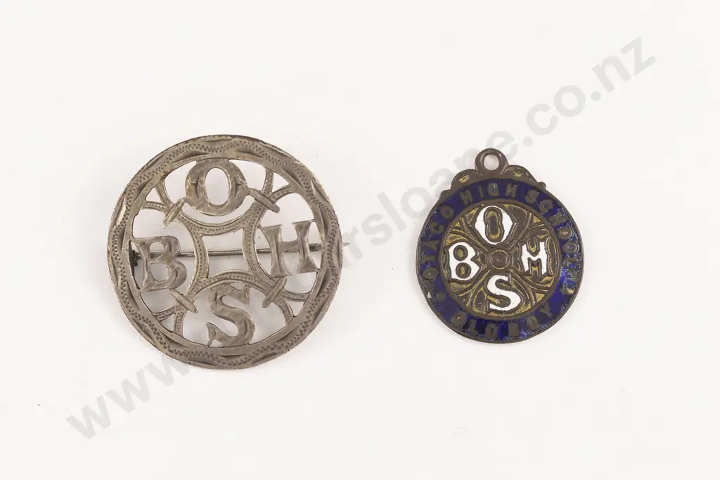 Two Vintage Otago Boys High School Badges Image 1++