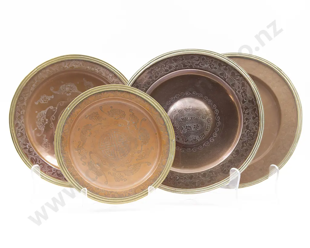 Four Chinese Copper And Brass Dishes Image 1++