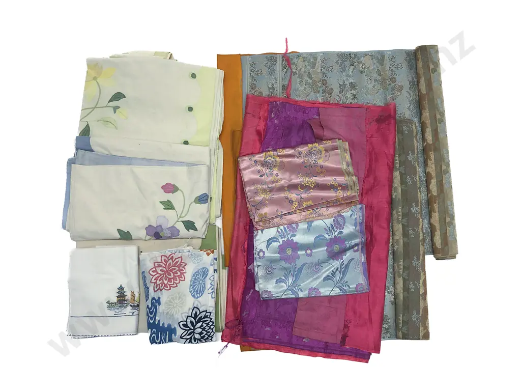 A Selection of Assorted Chinese Silk Fabric And Other Fabrics Image 1++