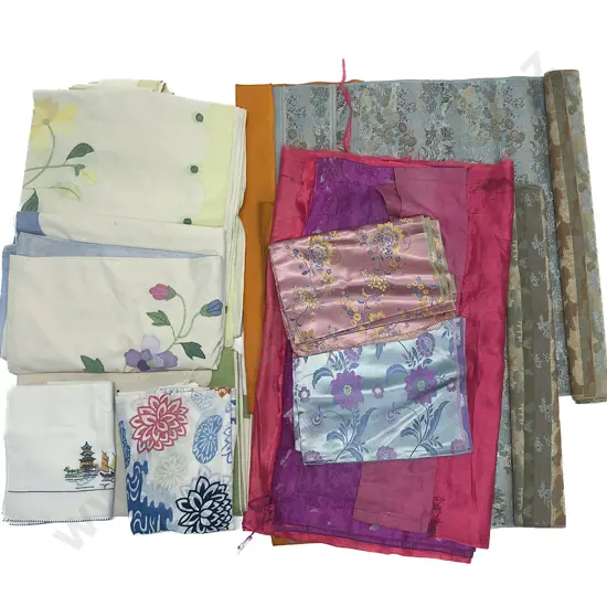 A Selection of Assorted Chinese Silk Fabric And Other Fabrics