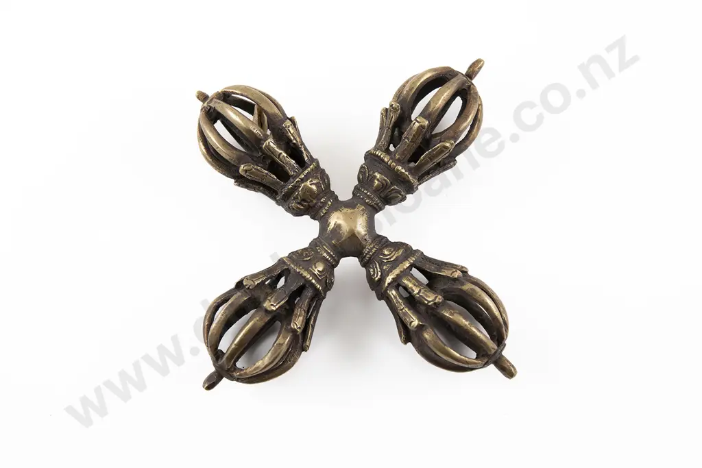 A Tibetan 18th Century  Brass Double Vajra Image 1++