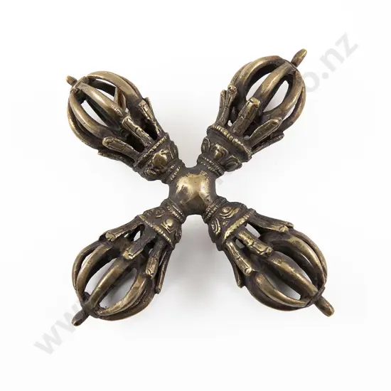 A Tibetan 18th Century  Brass Double Vajra