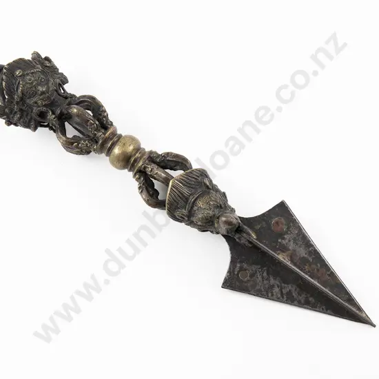 A Tibetan 18th Century Brass And Metal Phurba (Ritual Dagger)