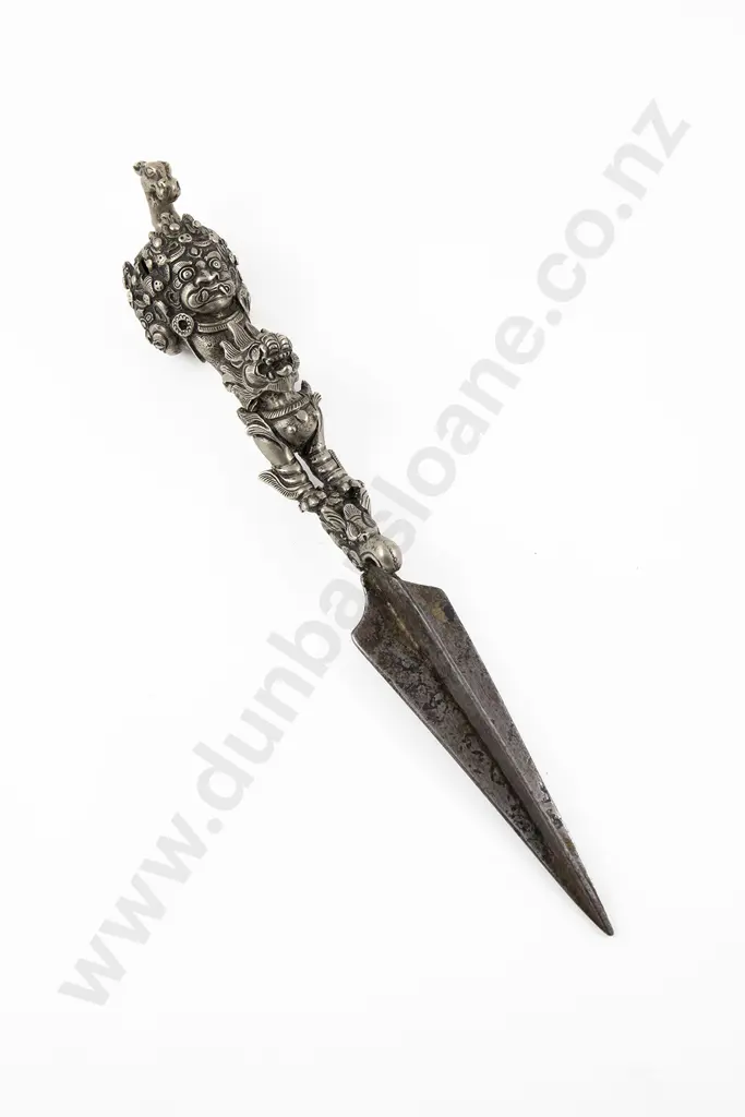 A Tibetan 18th Century Silver And Metal Phurba (Ritual Dagger) Image 1++
