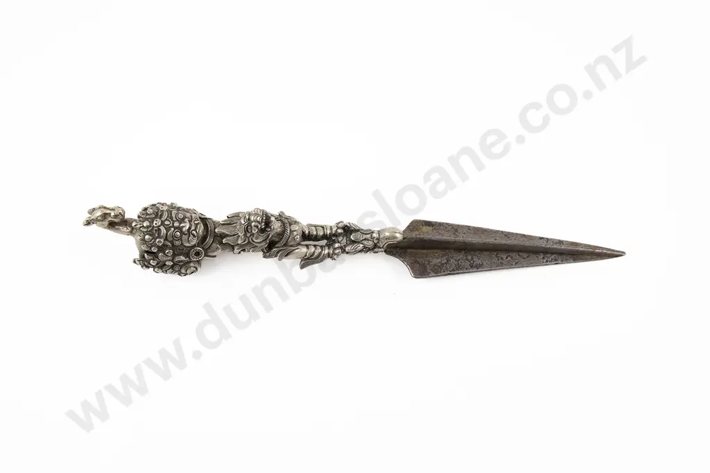 A Tibetan 18th Century Silver And Metal Phurba (Ritual Dagger) Image 1++