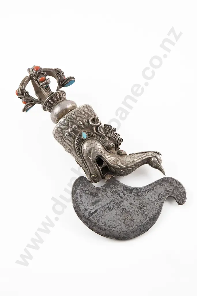 A Rare 19th Century Tibetan Vajra-Katari ( Ritual Chopping Knife) Image 1++