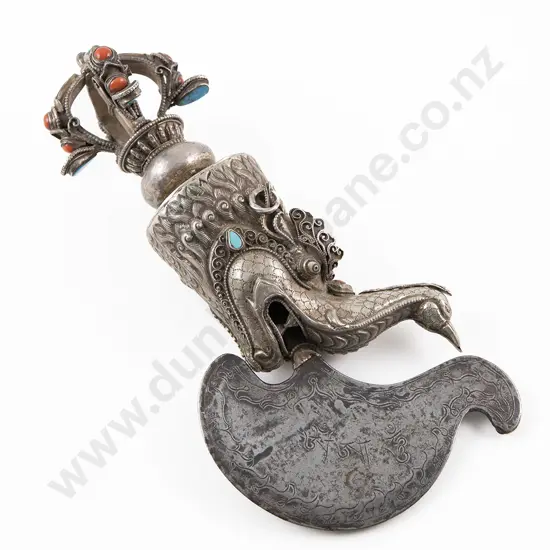 A Rare 19th Century Tibetan Vajra-Katari ( Ritual Chopping Knife)