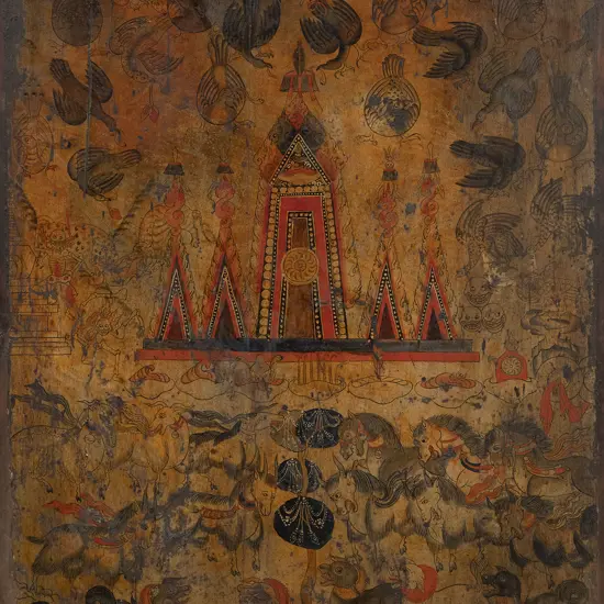 Early 19th Century Tibetan Offering Cabinet Panel