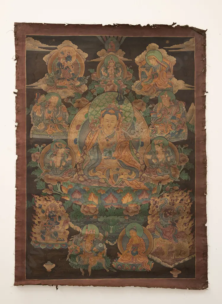 Tibetan Thangka Painted With Guru Rinpoche (Padmasambhava) Image 1++