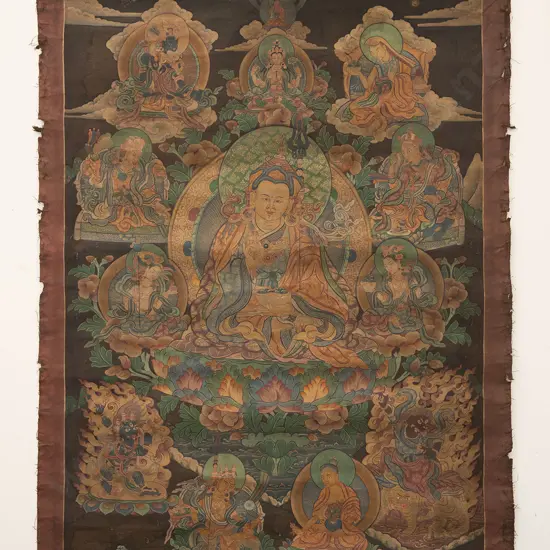 Tibetan Thangka Painted With Guru Rinpoche (Padmasambhava)
