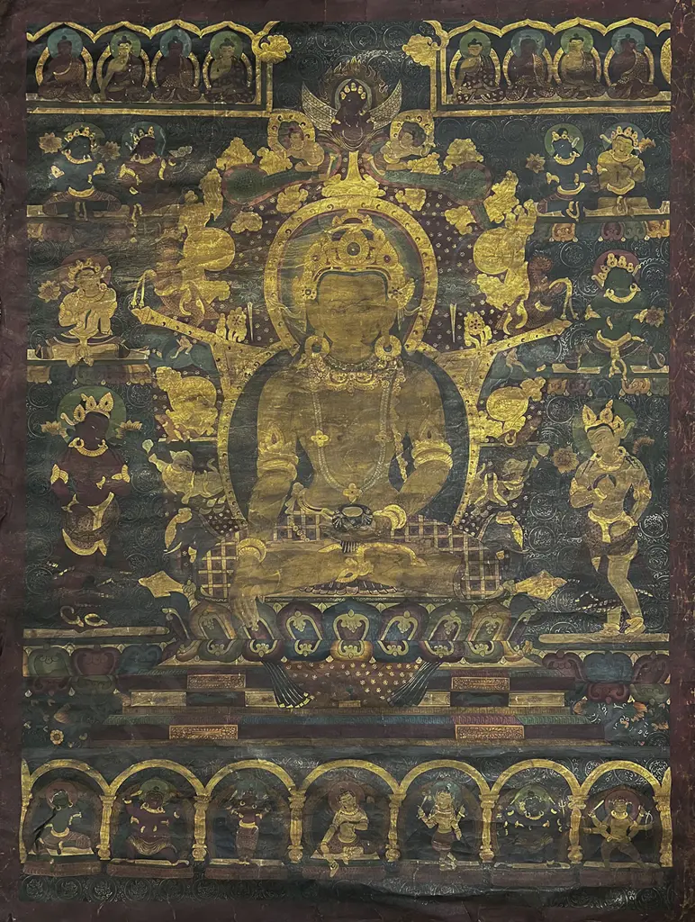 Large Tibetan Thangka hand painted with Shakyamuni Buddha Image 1++