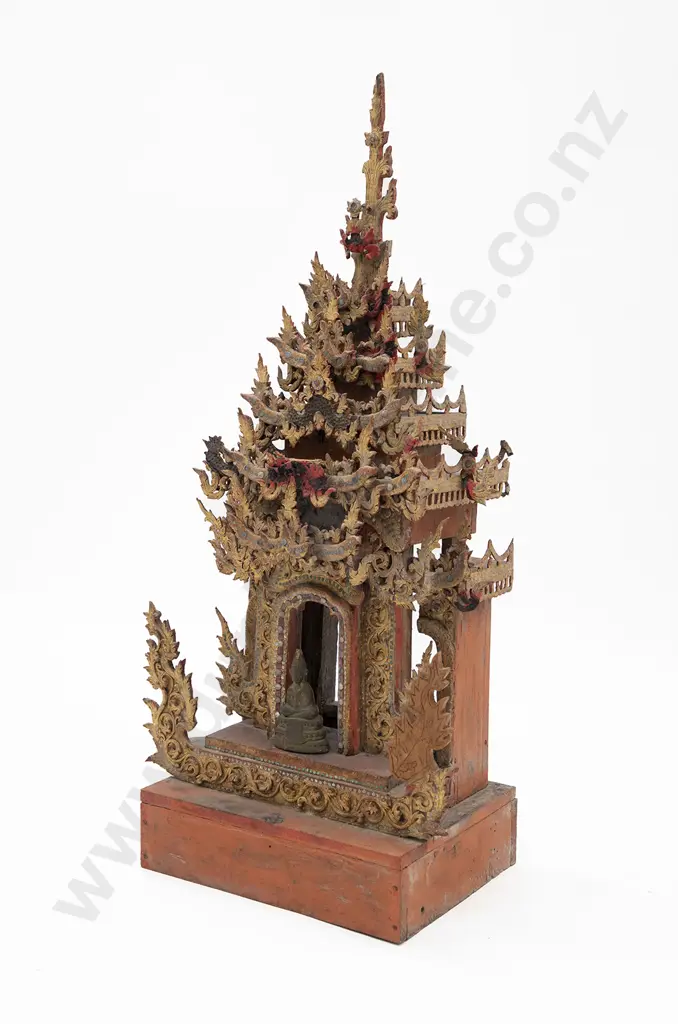 A Large and Impressive Burmese 19th Century Mandalay Style Buddhist Throne Shrine Image 1++
