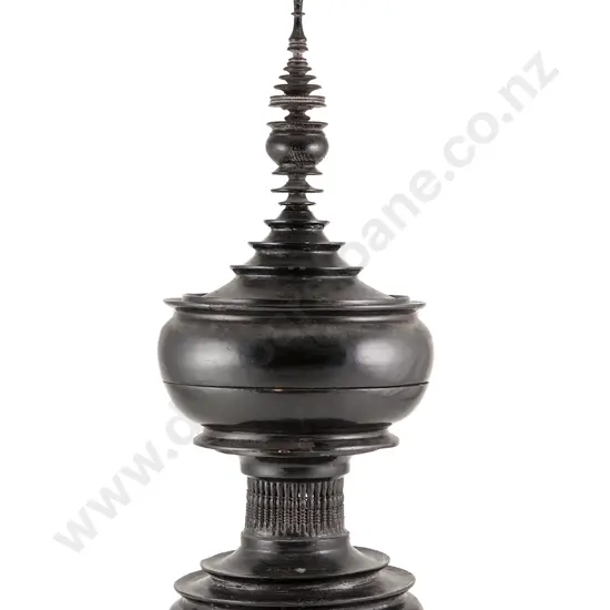 A Burmese Black Lacquered Offering Vessel