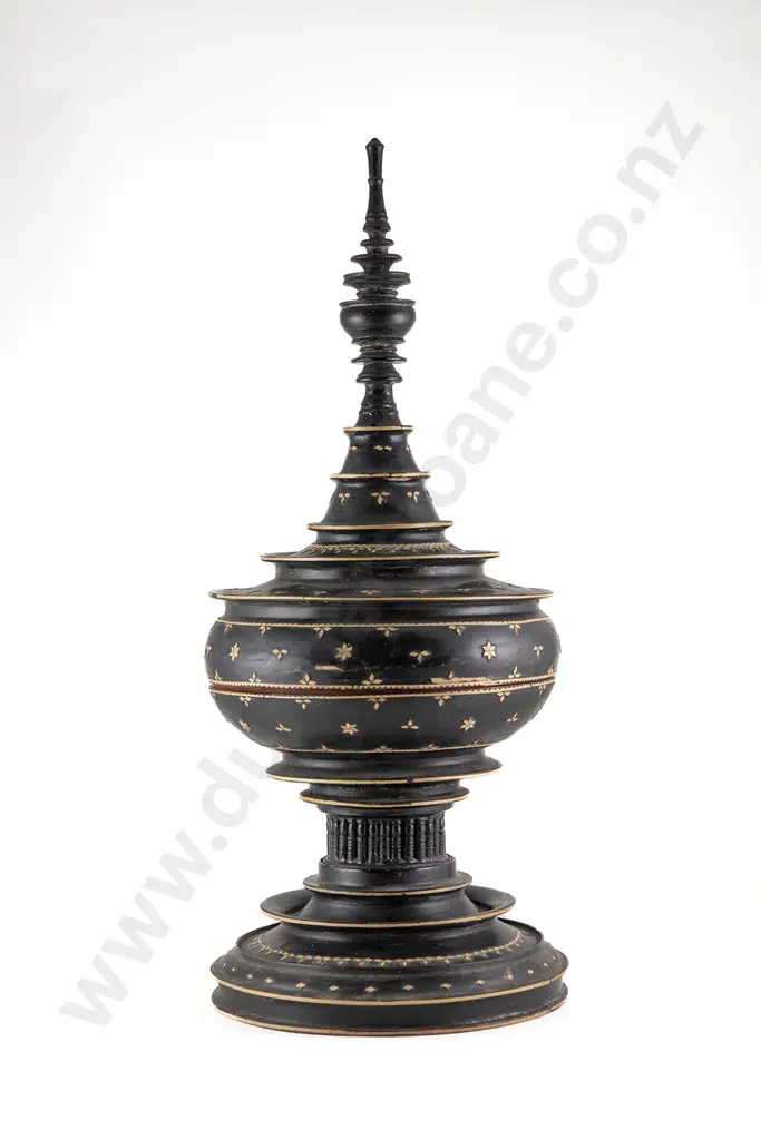 A Burmese Black Lacquered Offering Vessel Image 1++