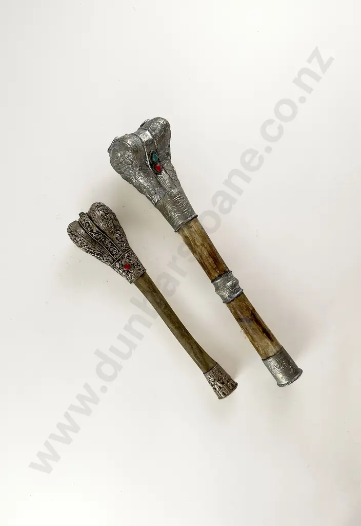 Two Bone and Silver Tibetan 'Kangling' Buddhist trumpets Image 1++