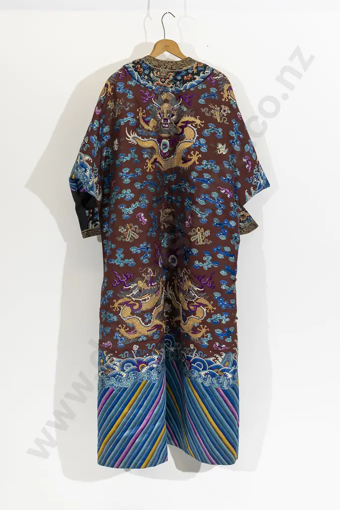 An Impressive Chinese Ching Dynasty Silk Brocade Dragon Robe Image 1++