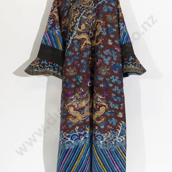 An Impressive Chinese Ching Dynasty Silk Brocade Dragon Robe