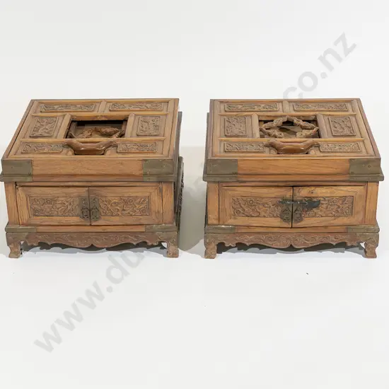 A Pair Of Chinese Elm Cosmetic Boxes