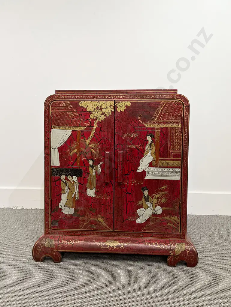 A Chinese Red Lacquer Art Deco Style Cabinet Image 1++
