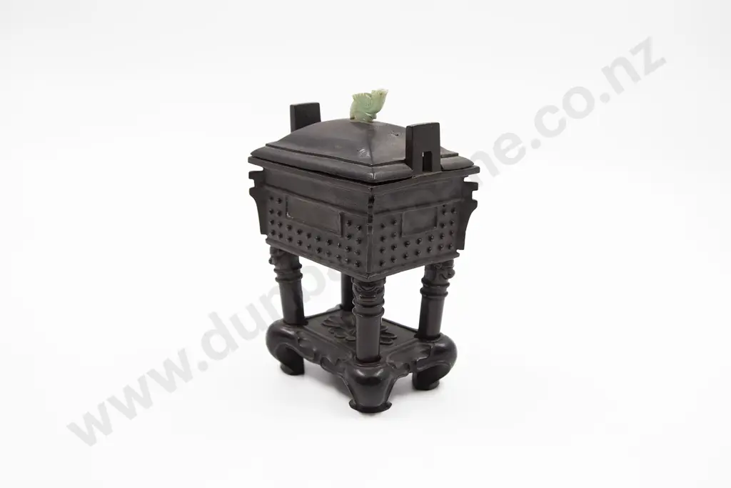 Chinese Bronze Censor On Stand And A Bronze Vase Stand Image 1++