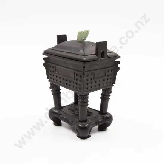 Chinese Bronze Censor On Stand And A Bronze Vase Stand