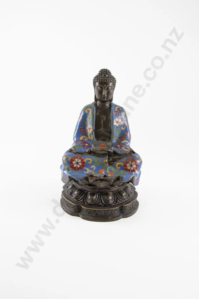 A Chinese Copper And Cloisonne Buddha Image 1++